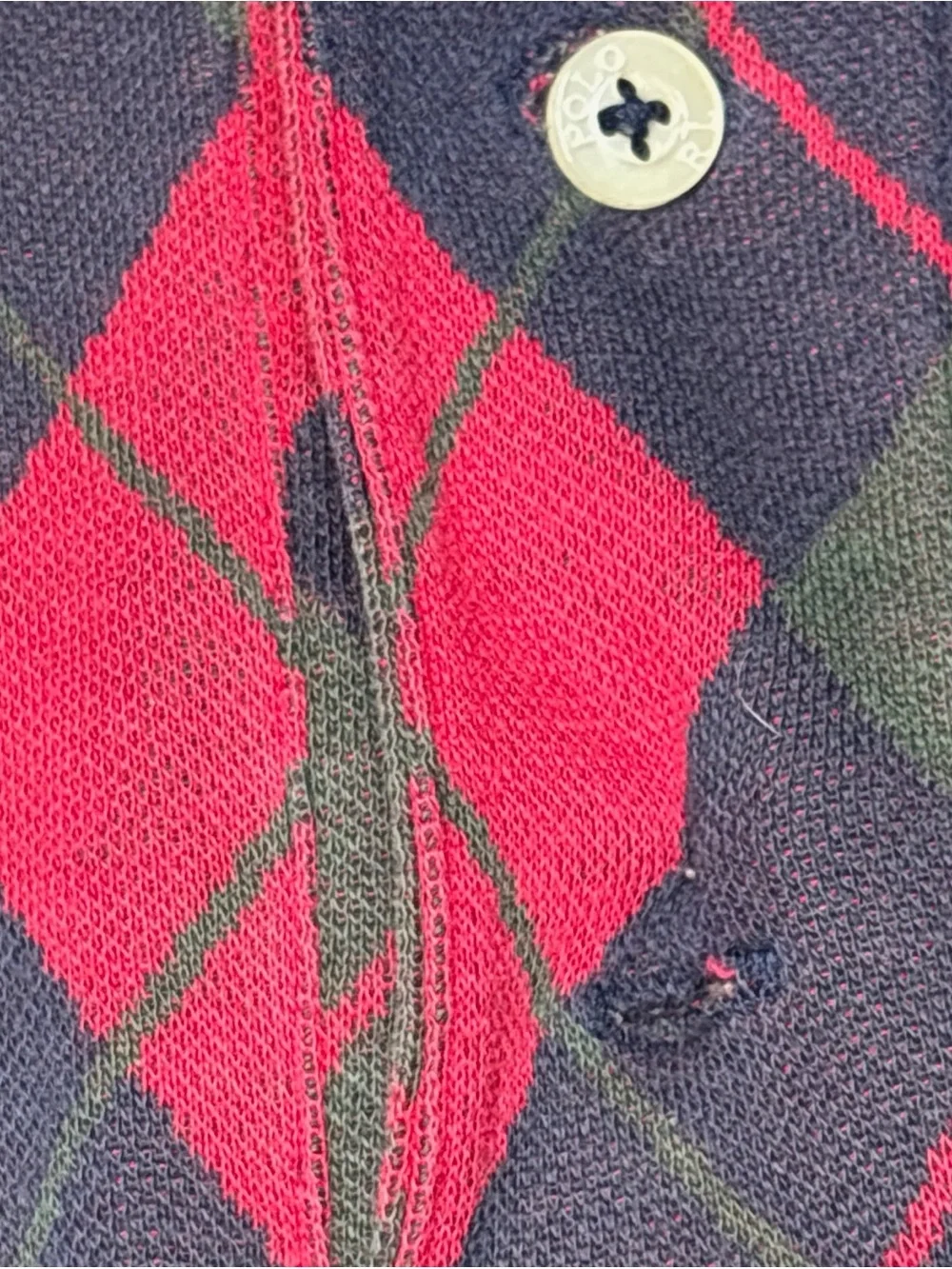 Vintage Polo Ralph Lauren Made In USA Argyle Sz L With Polo Crest Classic Preppy